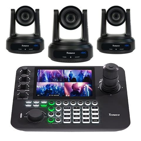 Tenveo 4K Three-Camera PTZ Kit with KB300PRO